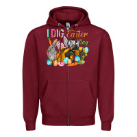 Burgundy I dig Easter Day Zipper Hoodie - HowdyJamesFarm