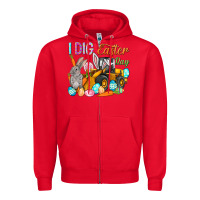 Red I dig Easter Day Zipper Hoodie - HowdyJamesFarm