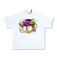 White mardi gras baseball Urban Heavy Tee - LillyAllenDesigns