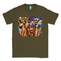 Army Green 4th of July Highland Cattle Classic Tee - RanaPortraitStore