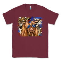 Burgundy 4th of July Highland Cattle Classic Tee - RanaPortraitStore