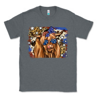 Charcoal Heather 4th of July Highland Cattle Classic Tee - RanaPortraitStore
