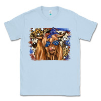 Dusty Blue 4th of July Highland Cattle Classic Tee - RanaPortraitStore