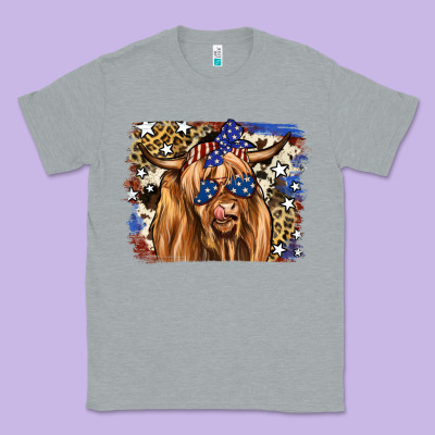 4th Of July Highland Cattle Classic Tee Designed By Ranaportraitstore
