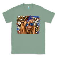 Sage 4th of July Highland Cattle Classic Tee - RanaPortraitStore