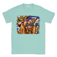 Seafoam 4th of July Highland Cattle Classic Tee - RanaPortraitStore