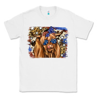 White 4th of July Highland Cattle Classic Tee - RanaPortraitStore