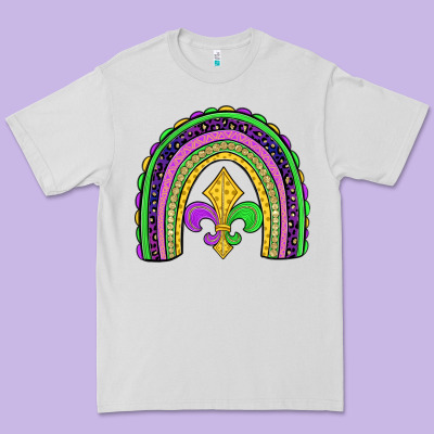 Mardi Gras Fleur De Lis Rainbow Premium Tee Designed By Jahusdesignshop