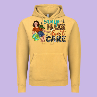 Camp Hair Don't Care Vintage Hoodie Designed By Bundleandbundleshop
