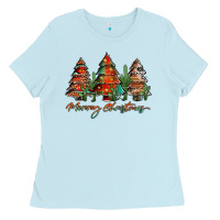 Baby Blue western christmas trees merry christmas Ladies Tee - Jasminsmagicworld