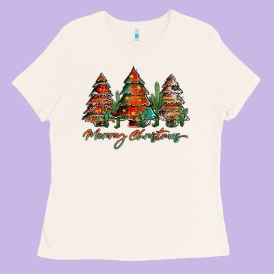 Western Christmas Trees Merry Christmas Ladies Tee Designed By Jasminsmagicworld