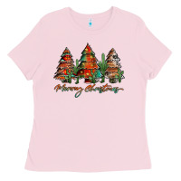 Bubblegum Pink western christmas trees merry christmas Ladies Tee - Jasminsmagicworld