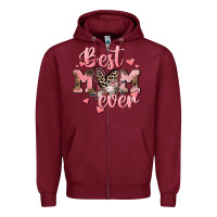 Burgundy Best mom ever Mother's Day Zipper Hoodie - CowGirlArtShop