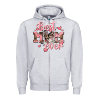 Heather Grey Best mom ever Mother's Day Zipper Hoodie - CowGirlArtShop