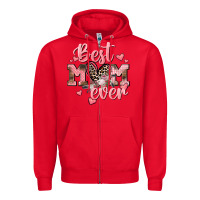 Red Best mom ever Mother's Day Zipper Hoodie - CowGirlArtShop