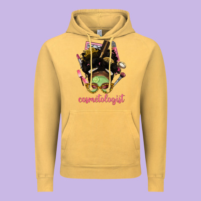 Afro Messy Bun Cosmetologist Vintage Hoodie Designed By Bundleandbundleshop