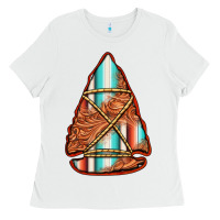 White turquoise serape tooled leather arrowhead Ladies Tee - Jasminsmagicworld