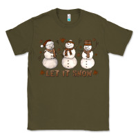 Army Green Let It Snow Snowmen Classic Tee - LillyAllenDesigns
