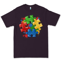 Plum autism puzzles Premium Tee - MaliasSmallBusiness