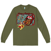 Army Green Merry Christmas Lips Santa Long Sleeve Tee - Bettercallsaul