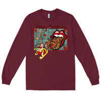 Burgundy Merry Christmas Lips Santa Long Sleeve Tee - Bettercallsaul