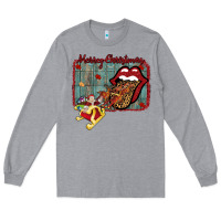 Heather Grey Merry Christmas Lips Santa Long Sleeve Tee - Bettercallsaul