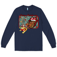 Navy Merry Christmas Lips Santa Long Sleeve Tee - Bettercallsaul