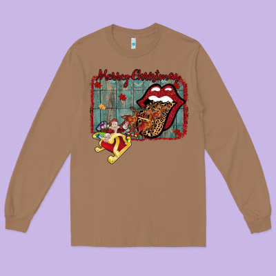 Merry Christmas Lips Santa Long Sleeve Tee Designed By Bettercallsaul
