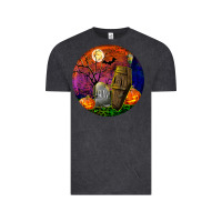 Vintage Black halloween round Vintage Tee - BundleAndBundleShop