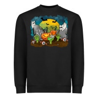 Black Cemetery with Ghost Cats Heavyweight Sweatshirt - texasbilliewilder