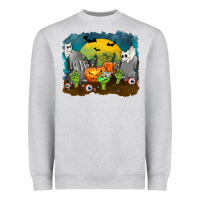 Heather Grey Cemetery with Ghost Cats Heavyweight Sweatshirt - texasbilliewilder