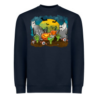 Navy Cemetery with Ghost Cats Heavyweight Sweatshirt - texasbilliewilder
