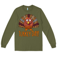 Army Green Happy Turkey Day - Thanksgiving Party Long Sleeve Tee - Bettercallsaul