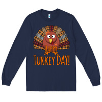 Navy Happy Turkey Day - Thanksgiving Party Long Sleeve Tee - Bettercallsaul