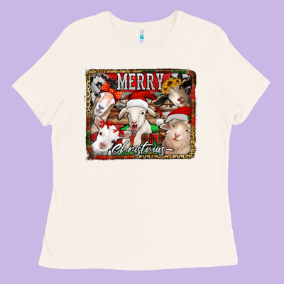 Merry Christmas Goats Ladies Tee Designed By Jasminsmagicworld