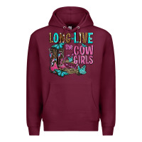 Burgundy long live the cowgirls olivia Premium Hoodie - OliviaCreatesArt