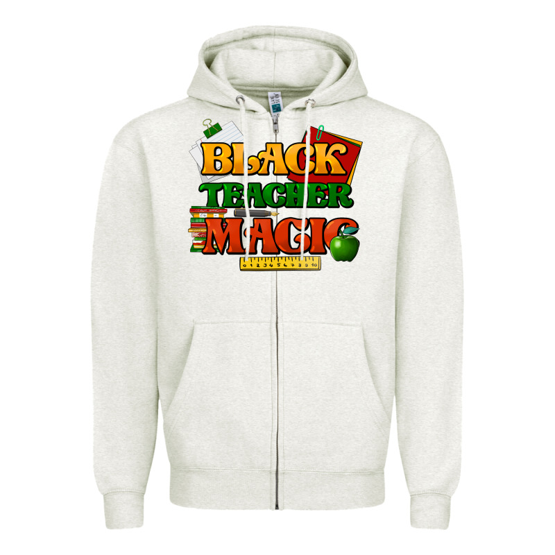 Black Teacher Magic Zipper Hoodie by HowdyJamesFarm | Teevron