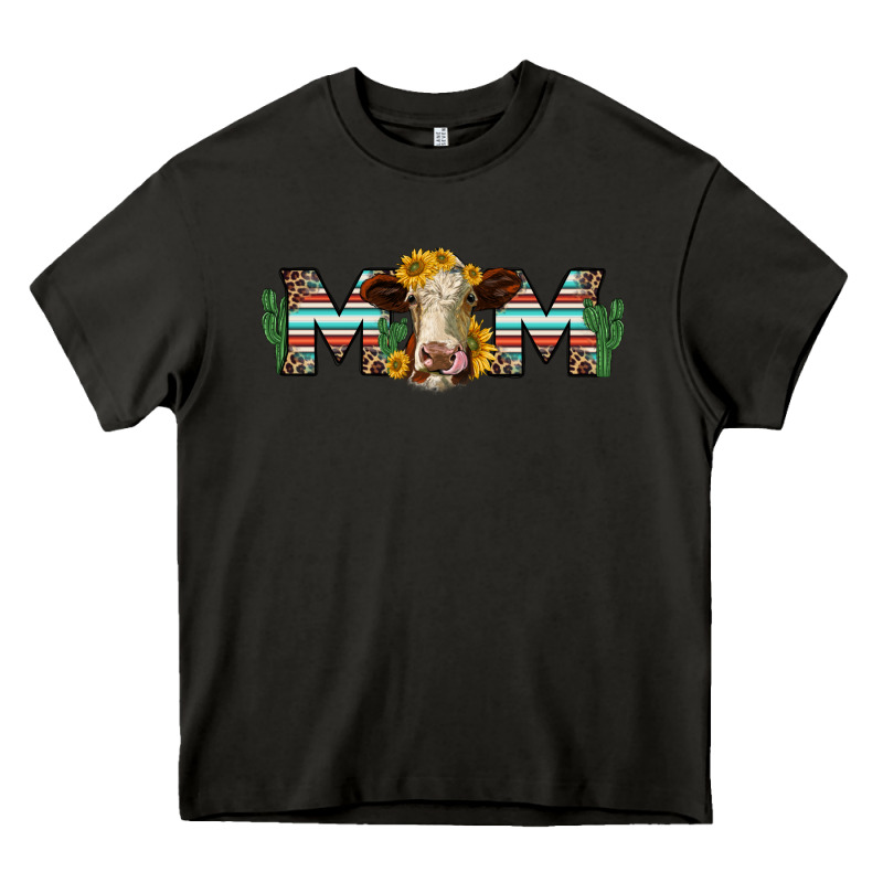 Sunflower Hereford Cattle And Cactus  Mom Heavy Core Tee by Jasminsmagicworld | Teevron