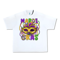 White mardi gras mask Urban Heavy Tee - LillyAllenDesigns
