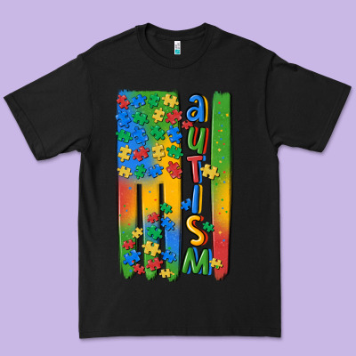 Autism American Flag Premium Tee Designed By Maliassmallbusiness