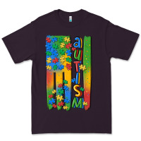 Plum autism american flag Premium Tee - MaliasSmallBusiness