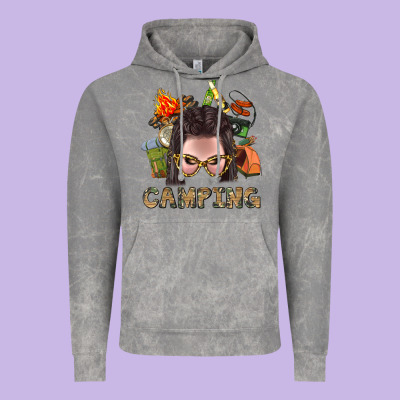 Camping Braid Hair Woman With Fire Bbs Vintage Hoodie Designed By Bundleandbundleshop