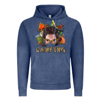 Vintage Denim Camping Braid Hair Woman With Fire Bbs Vintage Hoodie - BundleAndBundleShop