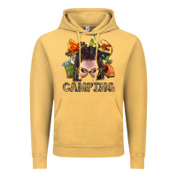 Vintage Mustard Camping Braid Hair Woman With Fire Bbs Vintage Hoodie - BundleAndBundleShop