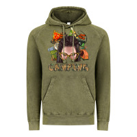 Vintage Olive Camping Braid Hair Woman With Fire Bbs Vintage Hoodie - BundleAndBundleShop