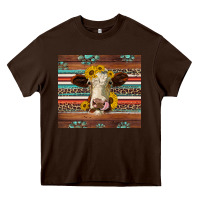 Chocolate Brown western sunflowers gemstone heifer Heavy Core Tee - Jasminsmagicworld