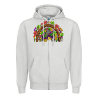 Dove Grey Mardi Gras rainbow Zipper Hoodie - HowdyJamesFarm