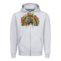 Heather Grey Mardi Gras rainbow Zipper Hoodie - HowdyJamesFarm