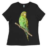 Black Budgeriar Bird Parrot Ladies Tee - LillyAllenDesigns