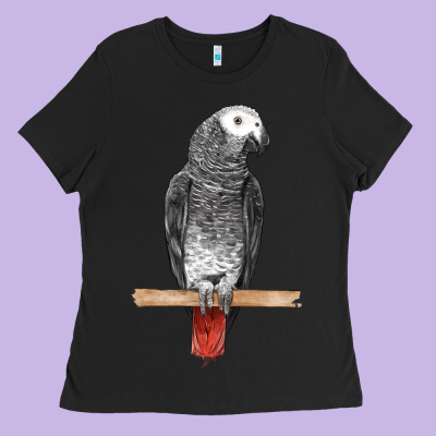 African Gray Parrot Bird Ladies Tee Designed By Lillyallendesigns